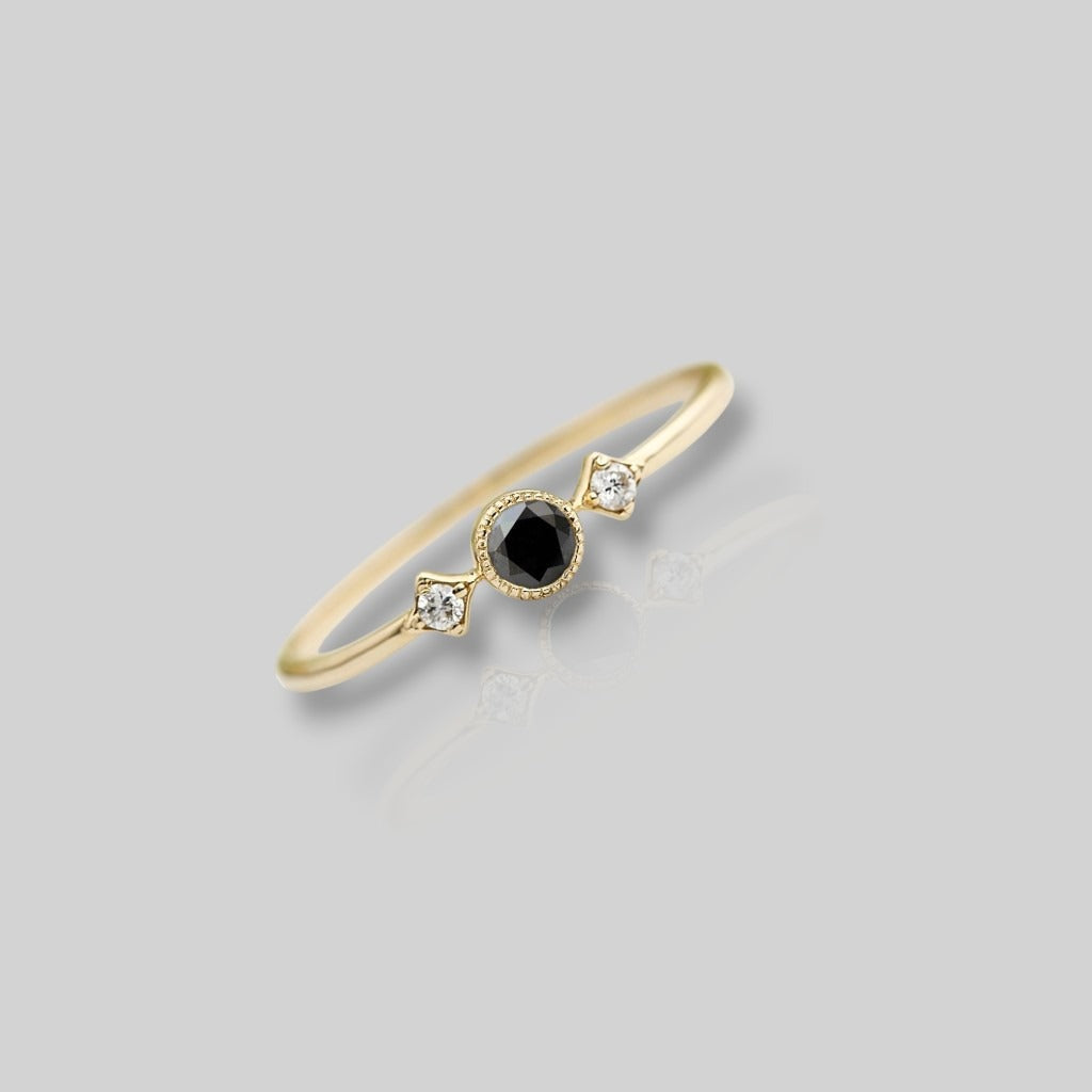 Moissanite Black Diamond Gold Ring