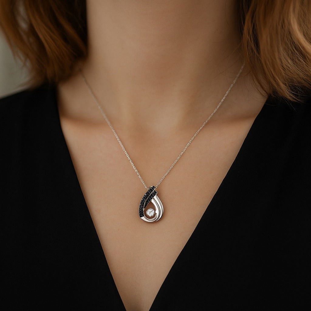 moissanite Black & White Diamond Pendant Necklace