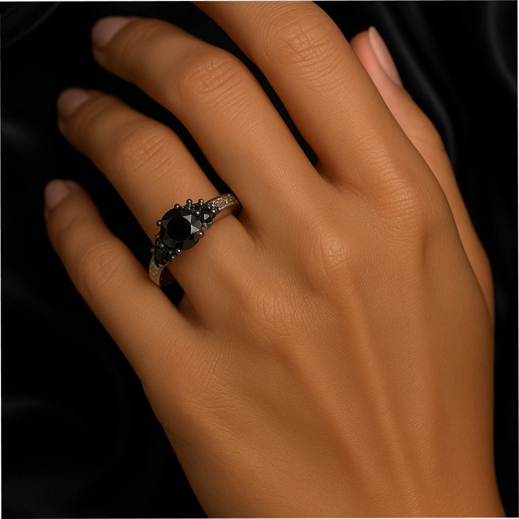 Vintage moissanite Black Diamond Ring