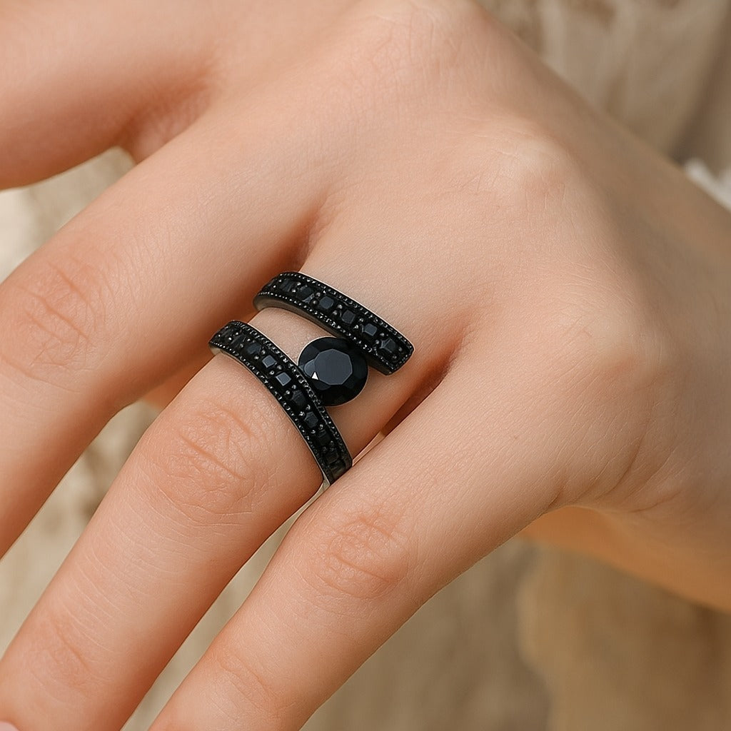 moissanite Black Diamond  Ring for Bold Style