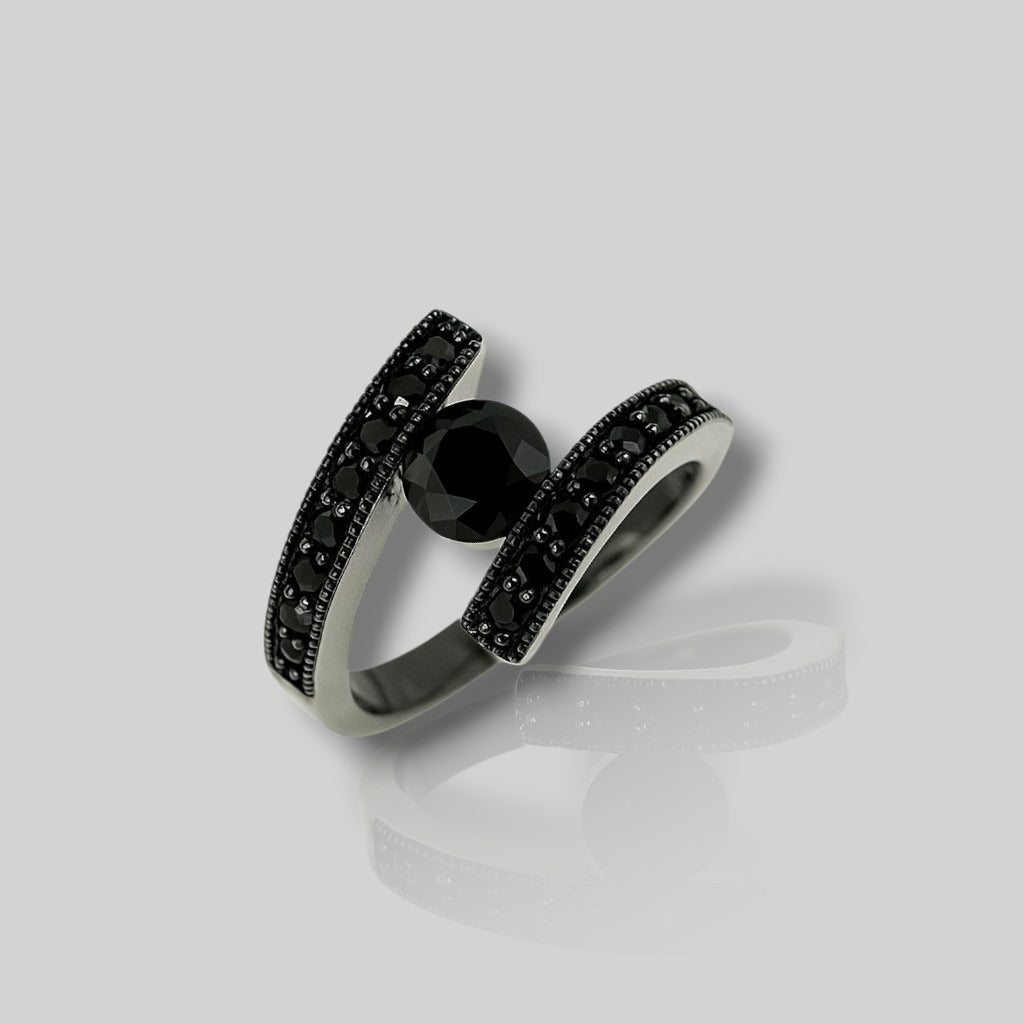 moissanite Black Diamond  Ring for Bold Style