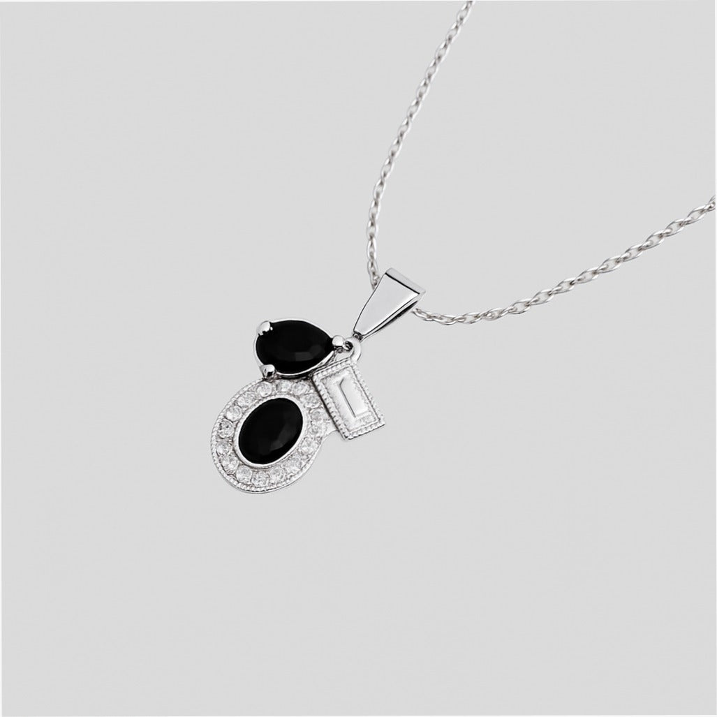 Textured black moissanite dimond pendent