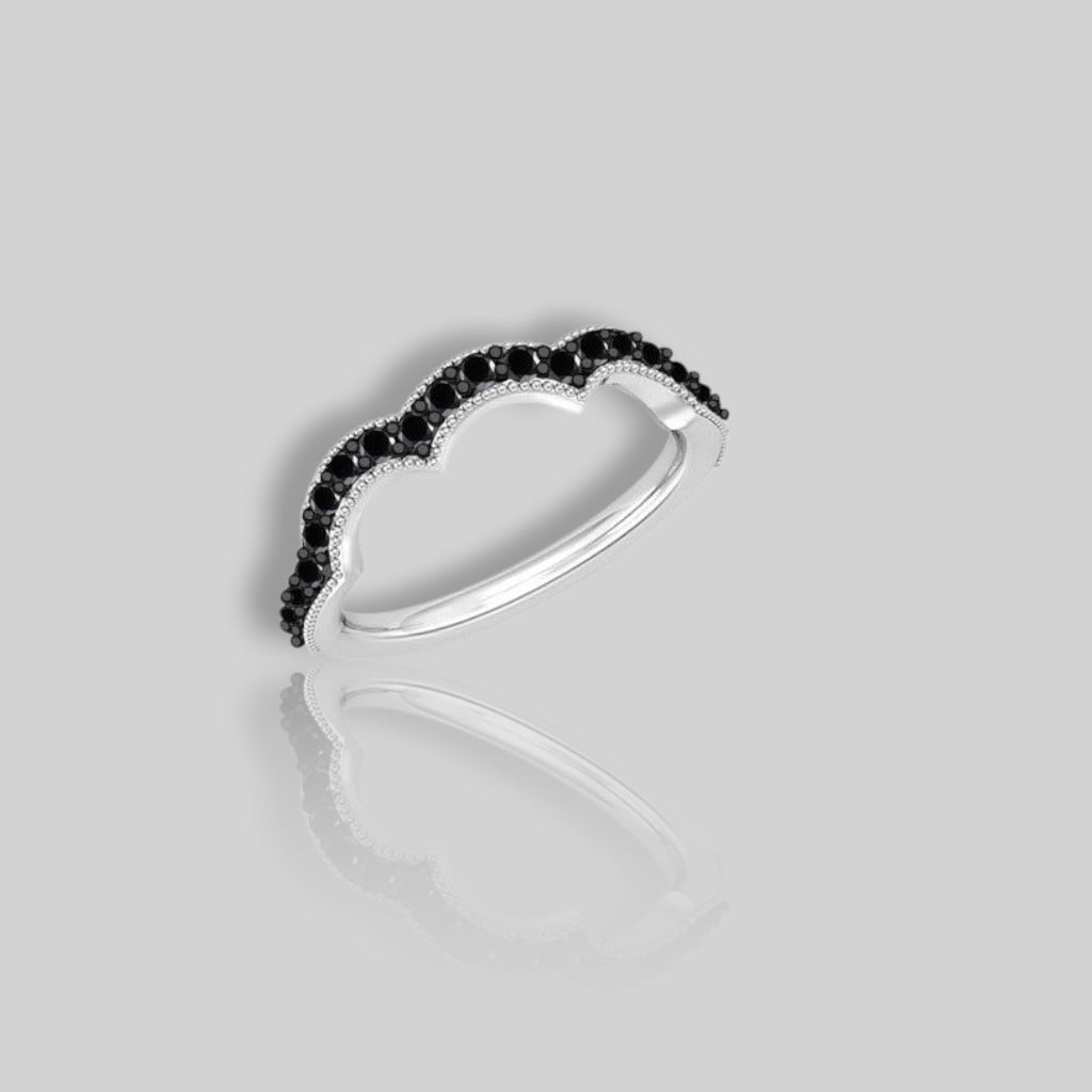 Elegant Black Diamond Wave Ring