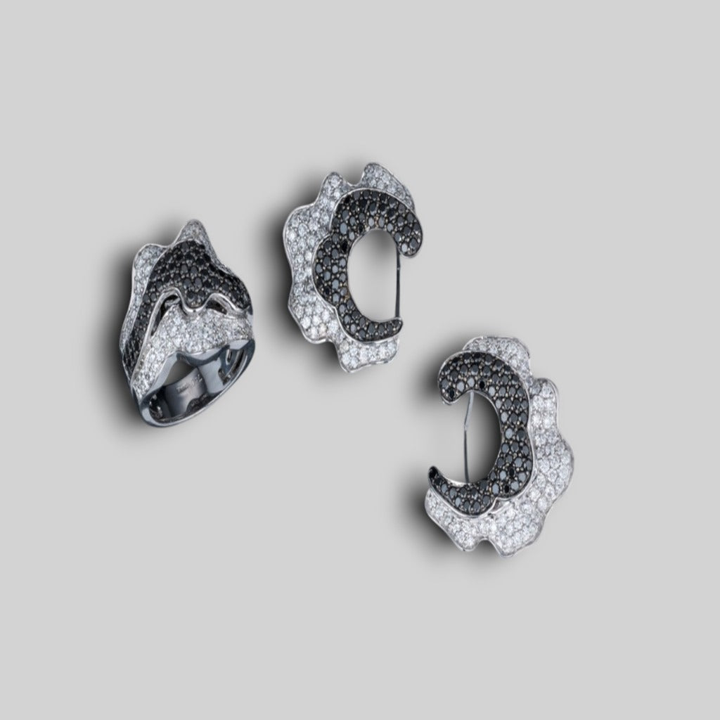 Black & White Diamond ring and earrings
