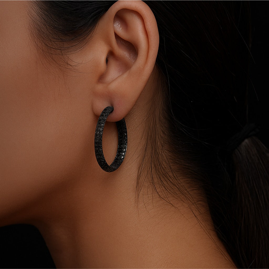 Cashion cut black dimond earrings