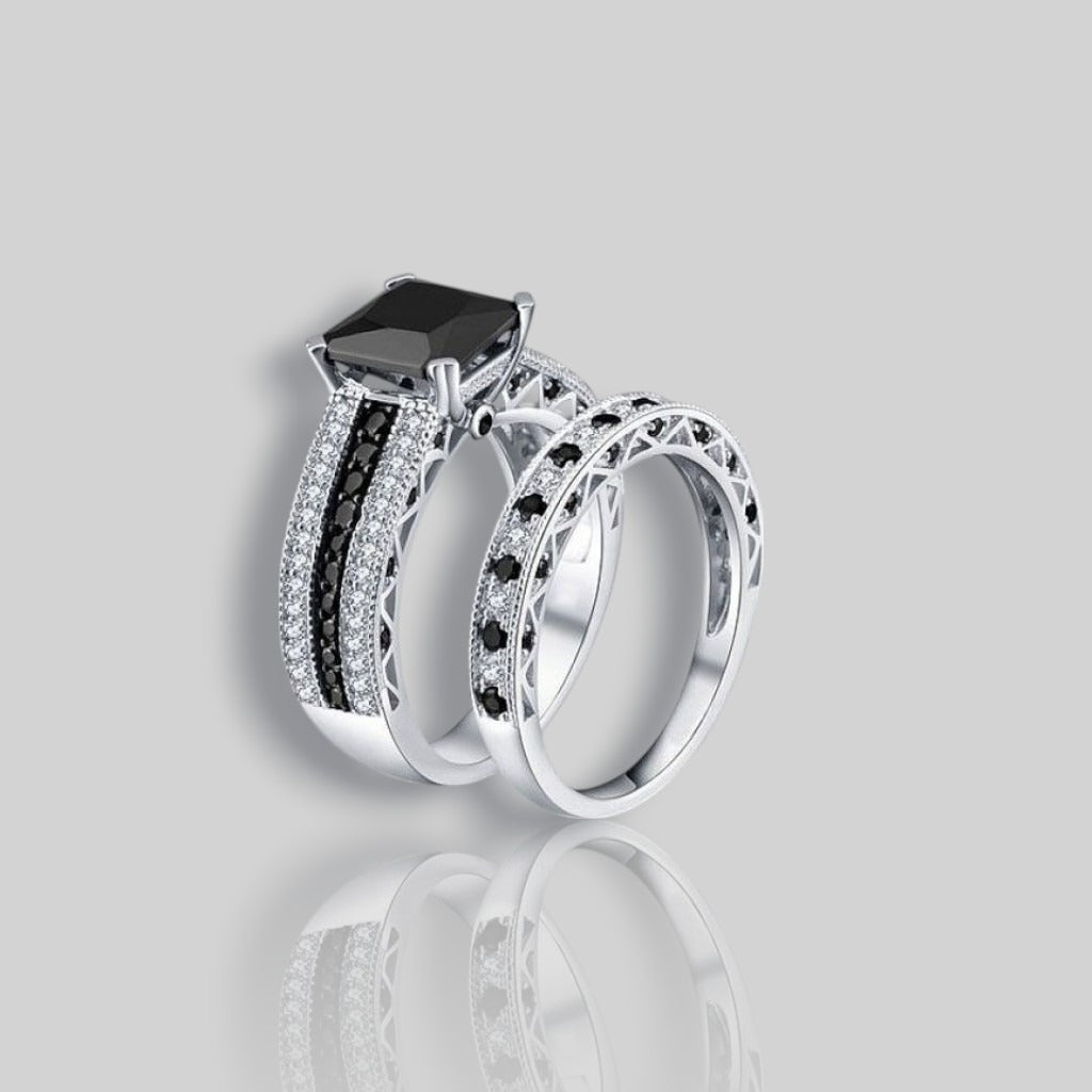 moissanite Black Diamond Bridal Ring
