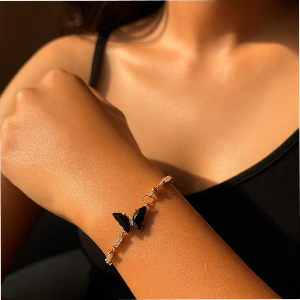 Gold butterfly chain bracelet