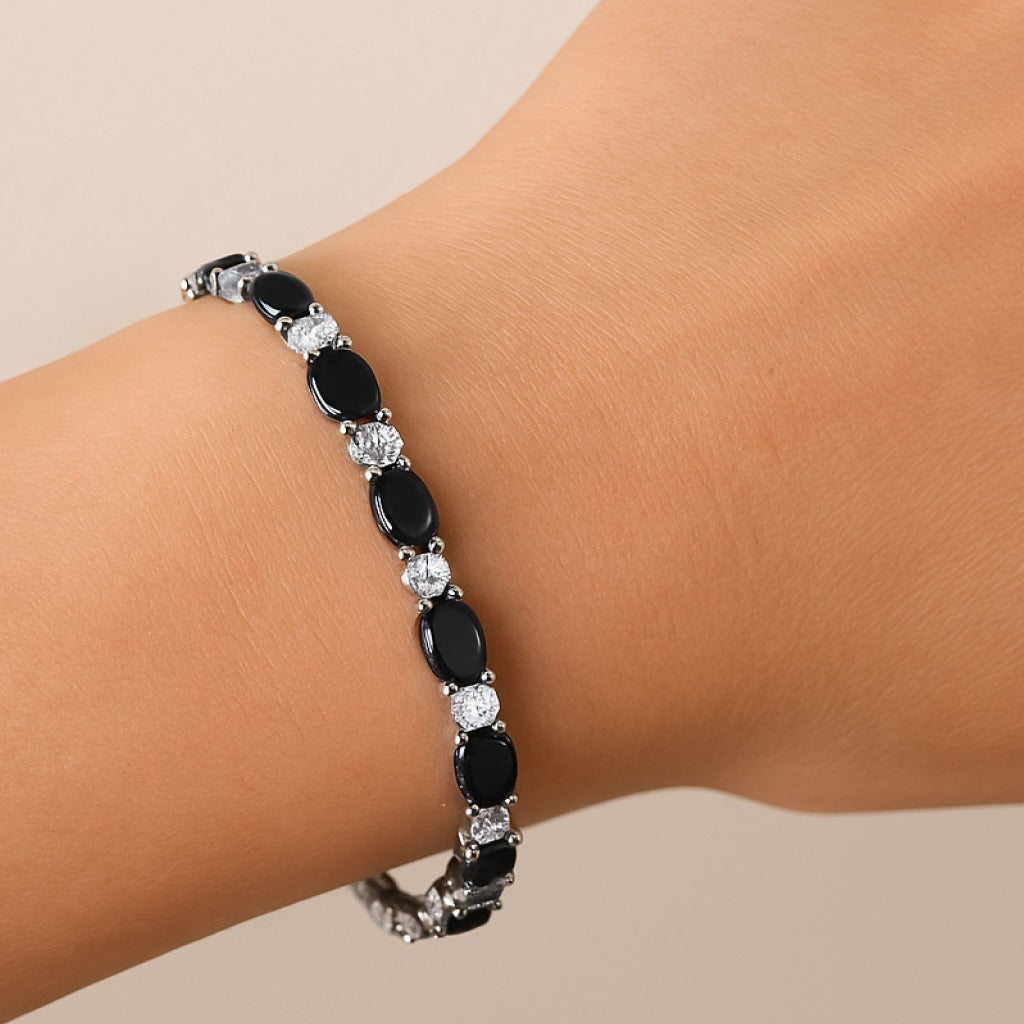 Elegant Black Diamond Tennis Bracelet