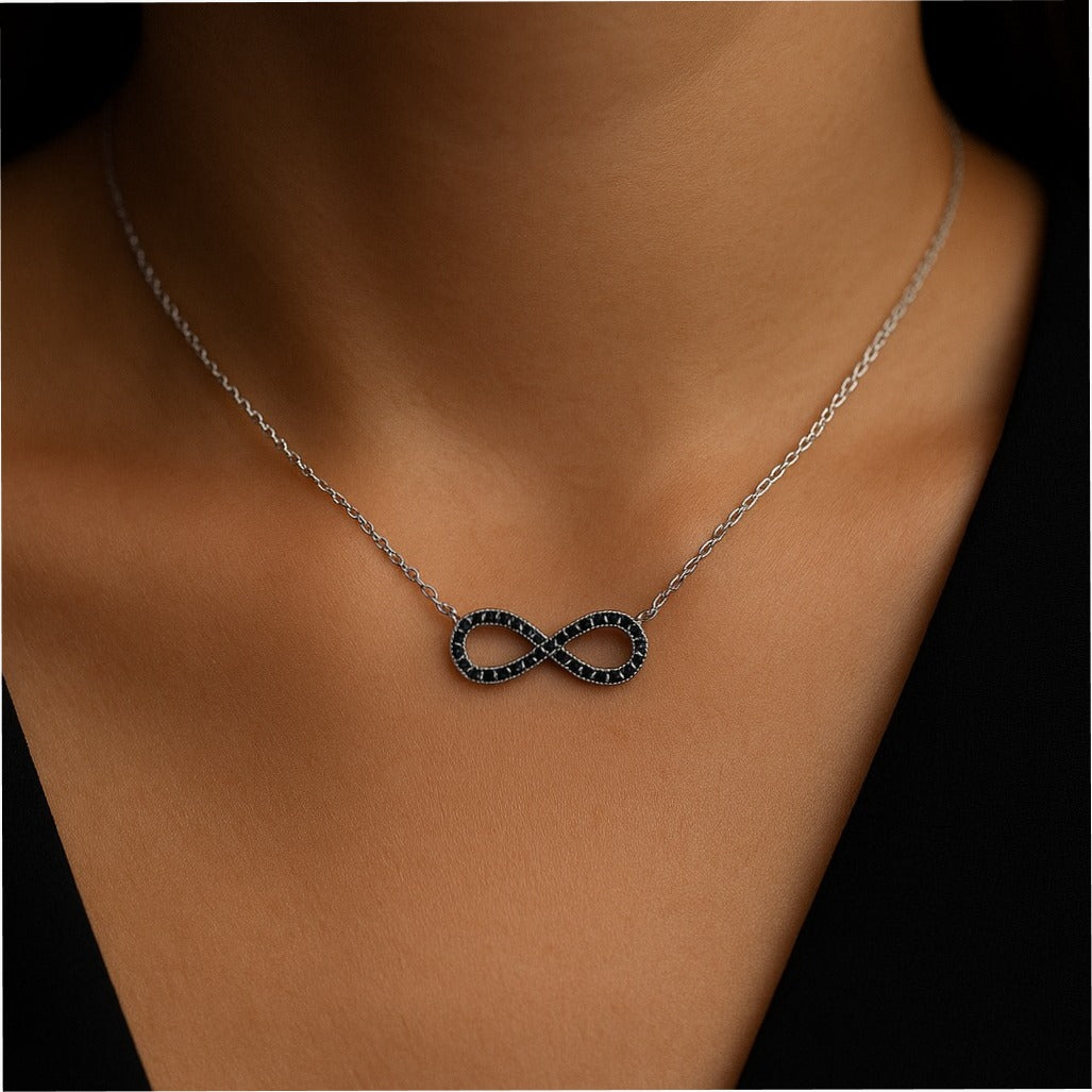 Black dimond infinity pendant