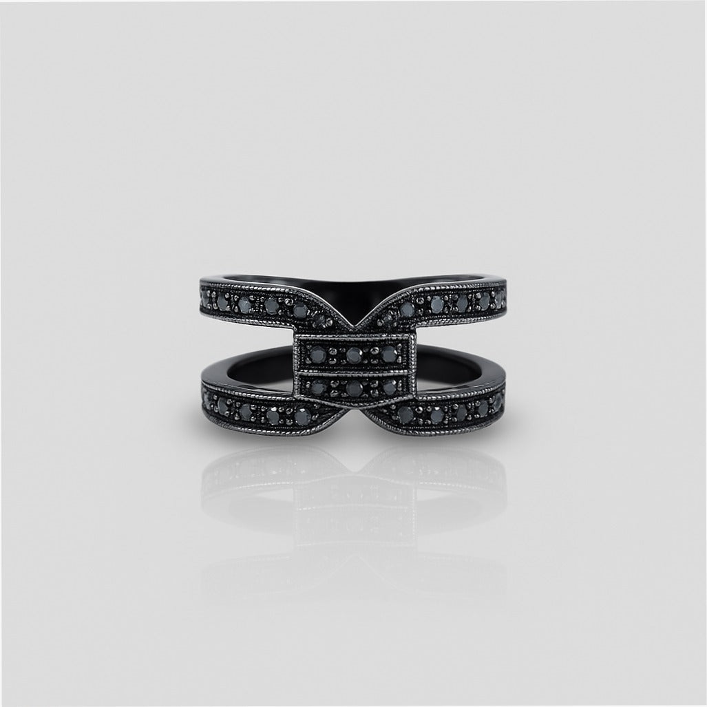Bold black moissanite dimond ring