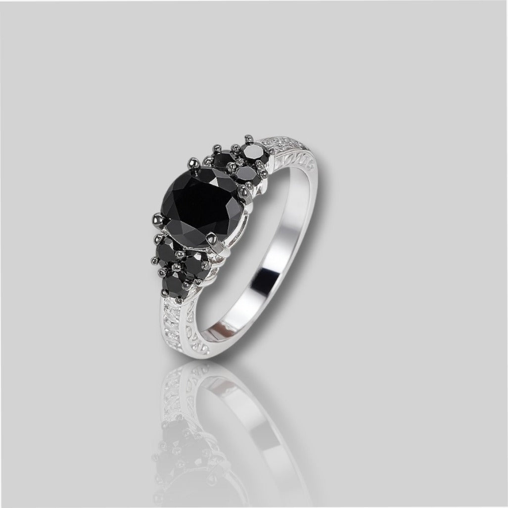 Vintage moissanite Black Diamond Ring