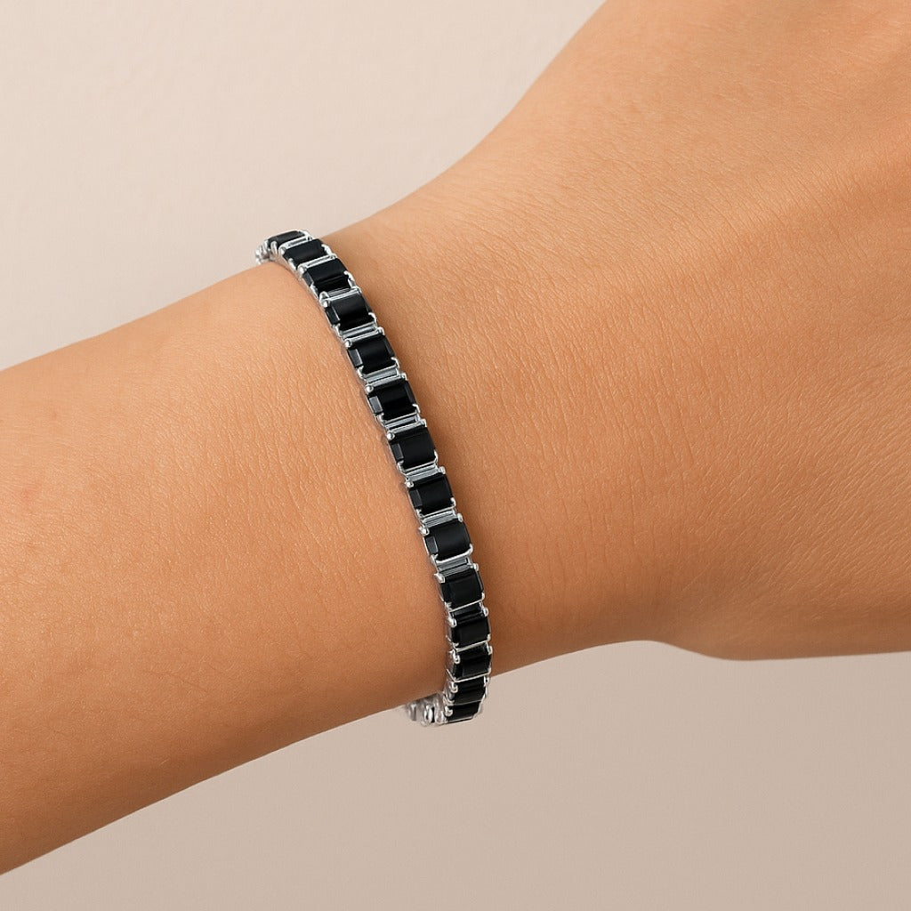 Sleek Black moissanite Diamond Tennis Bracelet